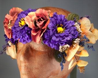 Boho Flower Crown | Forest Nymph Flower Headpiece | Hippie Flower Headband