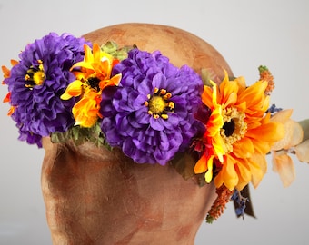 Boho Flower Crown | Forest Nymph Flower Headpiece | Hippie Flower Headband