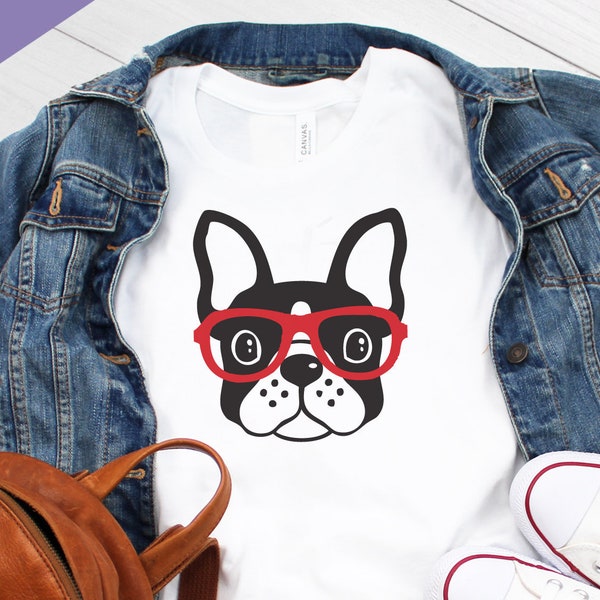 Boston Terrier with Glasses - Cut File - Instant download