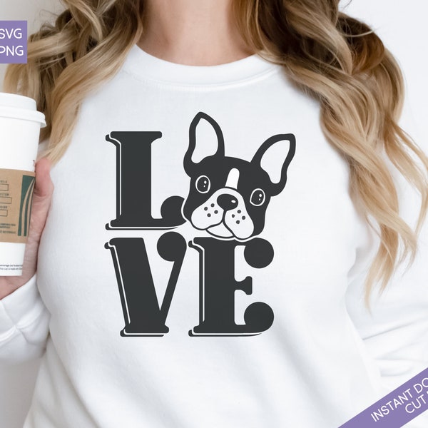 Boston Terrier Lover design - SVG PNG DXF Cut files - Instant Download