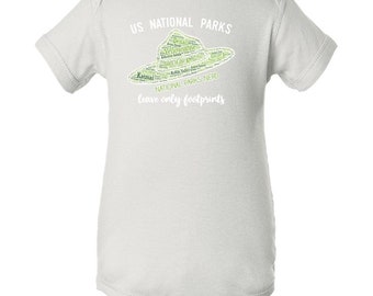 National Park Onesie - National Park Baby - National Park Gift - Baby Shower Gift - Lists All 59 National Parks