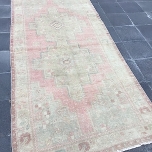 Turkish rug, Oriental rug, Handknotted rug, Boho decor 3.6 x 7.7 ft, Large rug, Floral rug, Organic wool rug, Oushak rug, Turkey rug, MB2975