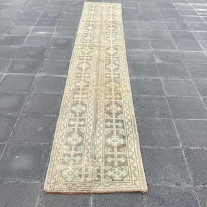 Patchwork runner rug, 2x10 Living Room rug, Anatolian rug, Turkish runner rug, Traditional rug, Nomadic rug, Oushak rug, Brown runner rug