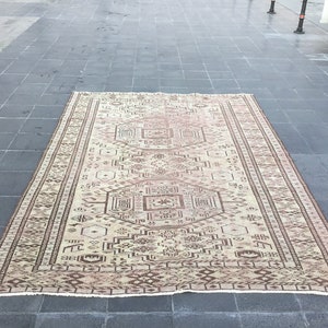 6x9 Oversize Turkish Rug- Oriental Rug- Home Decor Rug- Kitchen Rug- Boho Rug- 6x9 Wool Rug- Antique Rug- Handmade Rug- 6x9 Oushak Rug-M3313