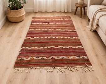 4.7x8.4 ft Vintage Turkish Kilim Rug Handmade Anatolian Flatweave Boho Decor