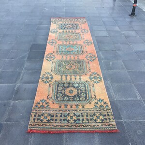 Turkish rug, Hallway rug, Handmade area rug, Boho decor, 2.7 x11 ft, Decorative rug, Floor rug, Runner rug, Oushak rug, Turkey rug, Wool rug