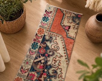 Dywan vintage turecki patchworkowy 1,6 x 3,6 stopy – ręcznie robiony bieżnik boho, VB98