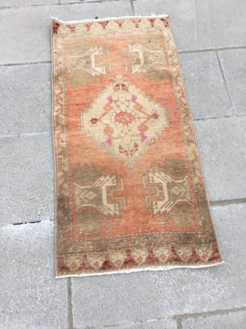 MB 2299 small oushak rug door mat rug area rug turkish vintage rug decorative wool rug bathroom floor rug 1.5 x 3.1 ft
