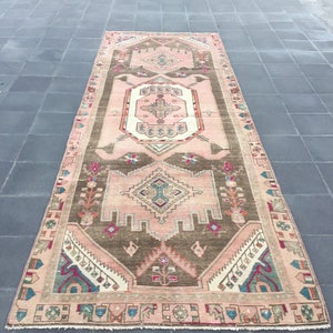 Turkish rug, Rustic decor rug, Handmade rug, Boho decor, 4.1 x 11 ft, Home decor rug, Floor rug, Runner rug, Oushak rug, Turkey rug, MB2983