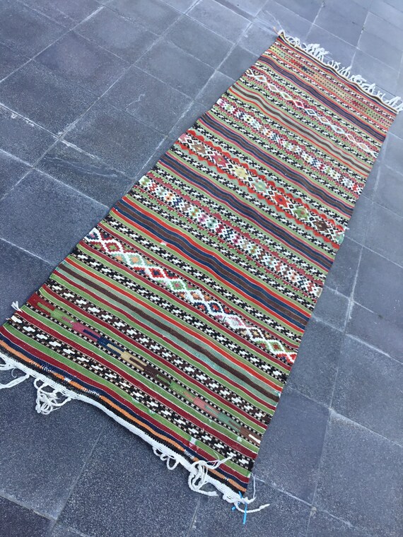 runner kilim rug / vintage kilim rug / turkish kilim rug / hallway kilim rug / antique kilim rug /boho kilim rug / 2.5 x 7.5 ft. / MB 2552