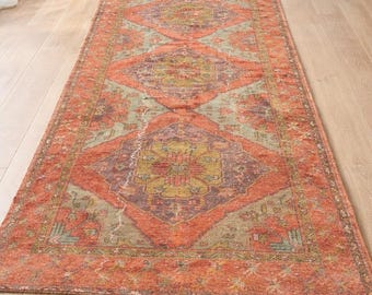 Extra Long Turkish Runner Rug 4.8x11.4 ft – Vintage Handmade Hallway Rug