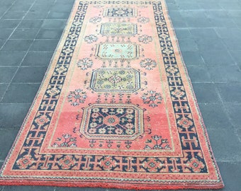 Vintage Turkish Runner Rug | 4.3x11 ft, Wool Anatolian Oushak Carpet