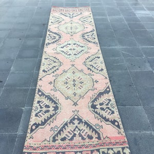 Turkish rug, Vintage rug, Hallway area rug, Boho decor 2.7 x 12.1 ft, Home decor rug, Floor rug, Runner rug, Oushak rug, Turkey rug,Wool rug