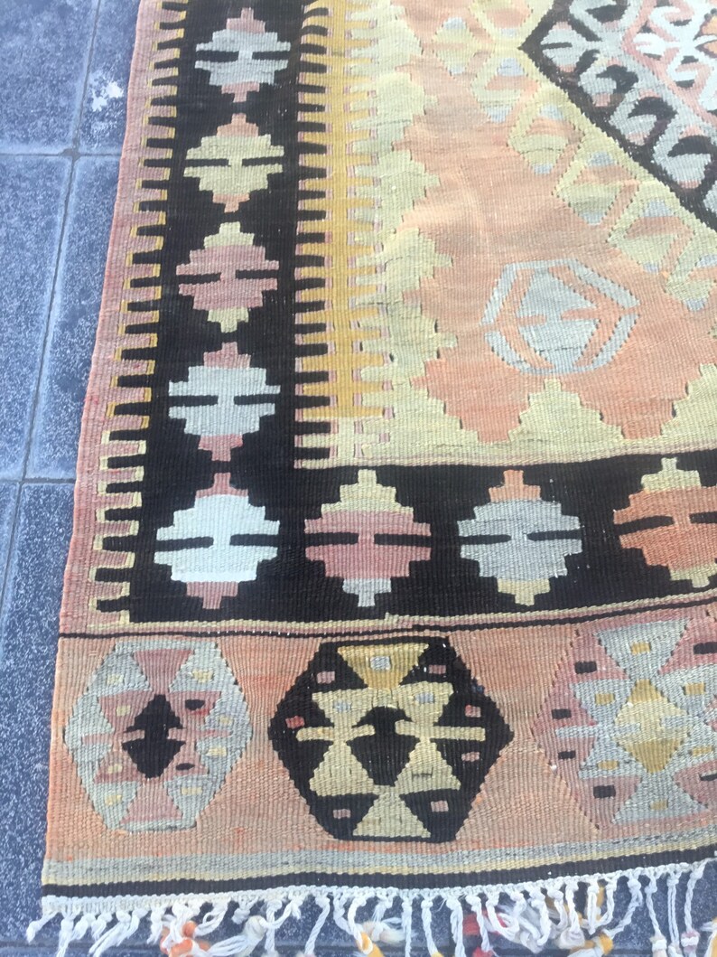 Vintage Kelim Teppich 155x100cm , Antiker Türkisch Kelim Teppich