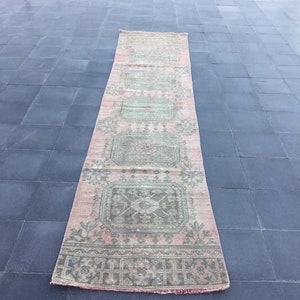 Turkish runner rug, Vintage oushak rug, Handmade rug 2.4 x 11 ft, Boho rug, Runner rug, Livingroom rug, Natural rug, Kitchen rug, MB 3452