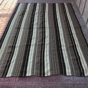Oversize kilim rug, Turkish vintage rug, Handmade natural wool rug, Boho kilim rug, Livingroom rug, Rustic home decor, 5 x 7.3 ft MB0001