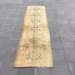 Turkish runner area rug, Vintage wool rug, Handmade wool rug, Rustic decor rug, 2.3 x 8.2 ft, Hallway boho rug, Entryway rug, Bohemian rug