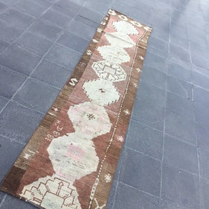 Brown Runner rug, Handmade rug, Oriental rug, Turkish Runner rug, Antique rug, 2 x 9.2 ft, Corridor rug, Wool rug, Vintage rug, Turkish rug