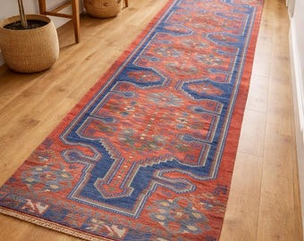Vintage Turkish Runner  2.5x11.3 ft Handwoven Anatolian Oushak Rug