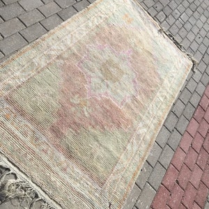Türkischer Teppich, Vintage Teppich, Handgefertigter Teppich, Boho-Dekor, 100 x 200 cm, Anatolischer Teppich, Küchenteppich, Orientteppich, Oushak Teppich, Türkei, MB1468