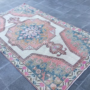 Turkish rug, Aztec rug, Handmade rug, Boho decor, 4.3 x 7.5 ft, Home decor rug, Floor rug, Organic wool rug, Oushak rug, Turkey rug, MB2322