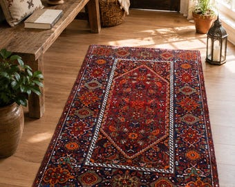 Vintage Oushak Rug 3.3 x 5 FT | Handmade Turkish Wool Area Rug, VB1162