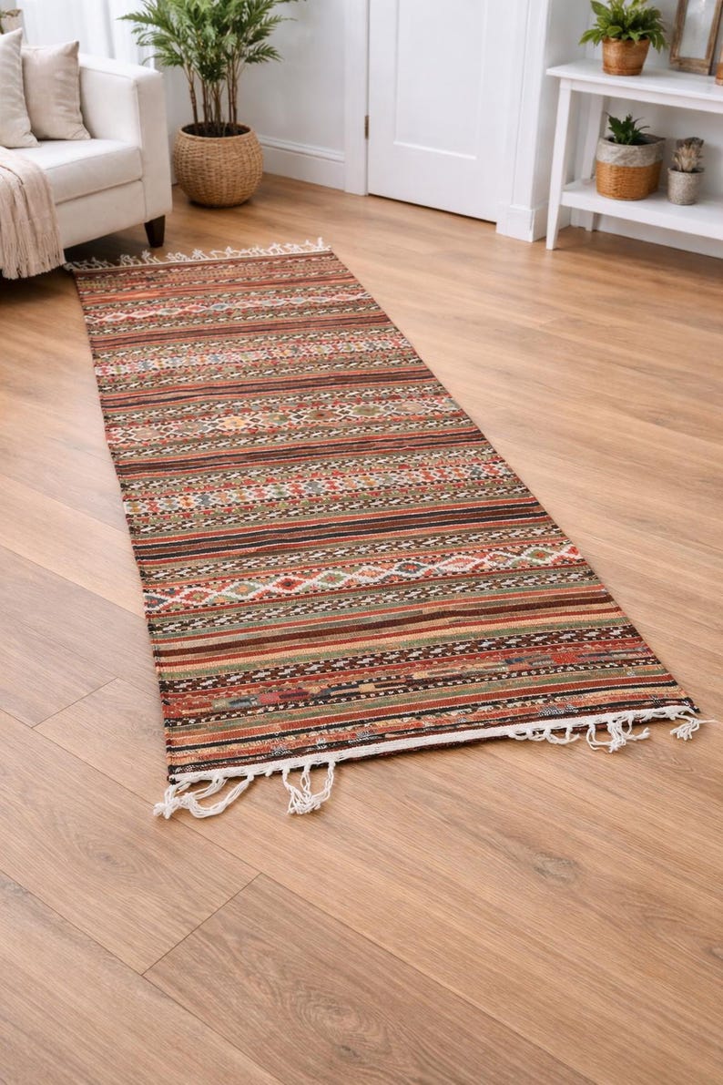 Vintage Turkish Kilim Runner Rug 2.5x7.5 ft Handmade Wool image 1