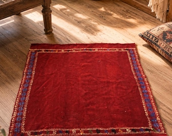 Vintage turkisk kelimmatta 7,5 x 1,5 m – handgjord röd ullmatta, VB1031