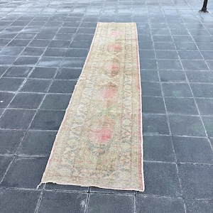 Turkish rug, Vintage rug, Handmade rug, Boho decor, 2.2 x 11.6 ft, Home decor rug, Floor rug, Runner rug, Oushak rug, Turkey rug, MB3401