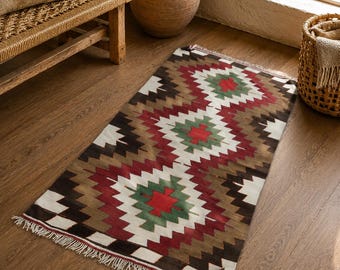 Vintage Turkish Kilim Rug 2.9 x 5.1 ft | Handmade Anatolian Runner Rug, VB1044