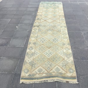 Turkish rug, Floor rug, Handmade rug, Boho decor, 2.6 x 11.1 ft Herki runner rug, Floor rug, Runner rug, Oushak rug, Turkey rug, Vintage rug