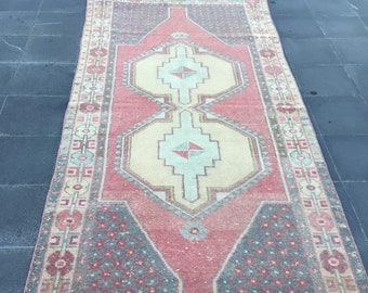 Turkish rug, Handmade rug, Oriental rug, Turkish Area rug, 3.8 x 8.5 ft,Wool rug, Antique rug, Nomadic rug, Rugs For Living Room,Vintage rug