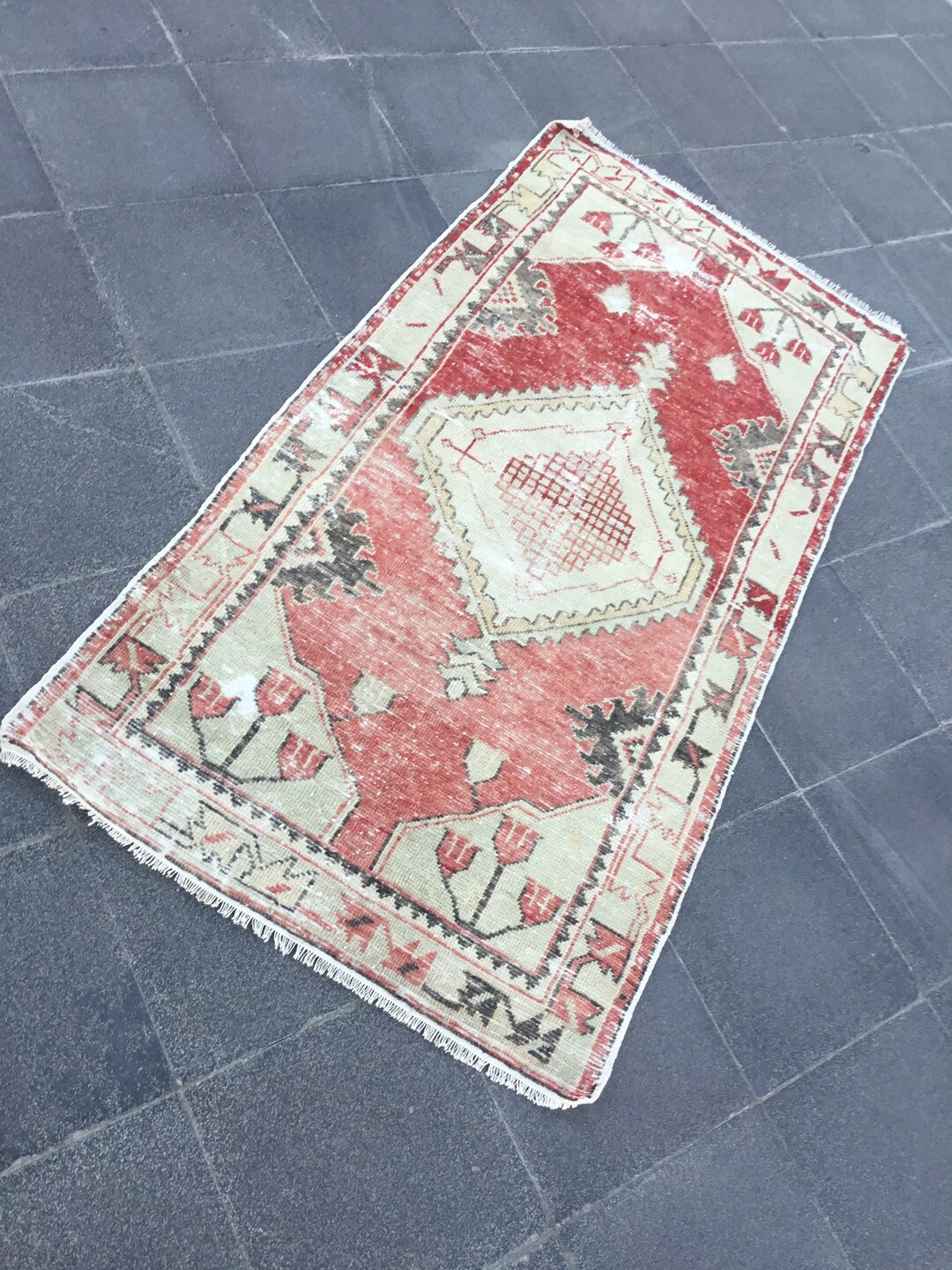 Faded Red Rug, Handmade Rug, Oriental Rug, Turkish Rug, 2.6x5.3 Ft ...