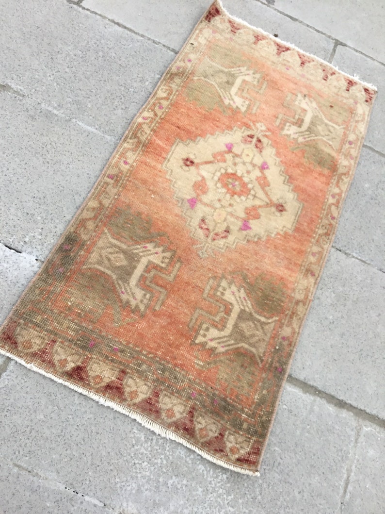 MB 2299 small oushak rug door mat rug area rug turkish vintage rug decorative wool rug bathroom floor rug 1.5 x 3.1 ft