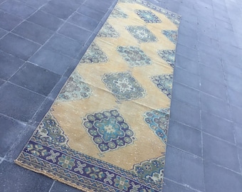 Oushak Runner Rug, Pastel Wool, Turkish Anatolian Tribal Rug (3x11)