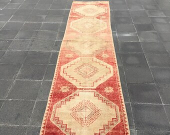 Turkish rug, Turkish runner rug, Handknotted rug, 2.4 x 11.4 ft Boho decor, Oushak rug, Tribal rug, Runner rug, Carpet, Turkey rug, MB3243