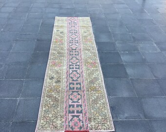 Alfombra turca vintage de 70 x 26 cm (alfombra de pasillo de Anatolia descolorida)