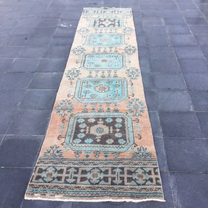 Turkish rug, Vintage rug, Handmade rug, Boho decor, Kitchen 2.6x11 ft, Home decor rug, Floor rug, Runner rug, Oushak rug, Turkey rug, MB3067