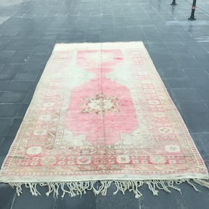 Turkish rug, Rustic rug, Handknotted rug, Oriental rug, Large rug, Floral rug, Organic wool rug, Oushak rug, Turkey rug 5.5 x 11 ft MB3287