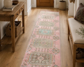 2.1x11.6 Ft Vintage Turkish Runner Rug – Handmade Hallway Rug, VB1107