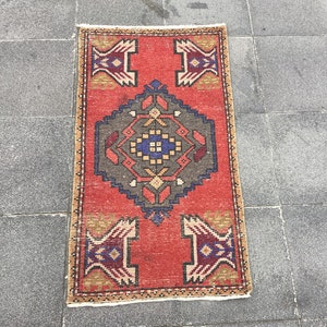 Turkish rug, Vintage small rug, Handmade wool rug, Boho rug, Decorative rug, Doormat area rug, Boho home decor, Bohemian rug, Oushak rug