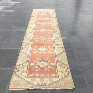 Turkish rug, Oriental rug, Handmade rug, Boho decor rug, 3.1 x 13.1 ft, Turkish runner rug, Hallway rug, Runner rug, Oushak rug, Turkey rug