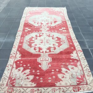 Turkish rug, Entryway rug, Handmade rug, Boho decor, Home decor rug, Floor rug, Runner rug, Oushak rug, Turkey rug 4.7 x 11 ft MB2988