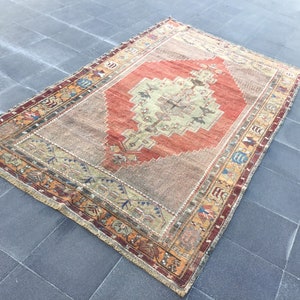 4x8 Area Rug, Bohemain Rug, Antique Rug, Anatolian Rug, Oushak Turkish Rug, Vintage Oushak Rug, Vintage Rug, 4x8 Turkish Rug,Boho Rug