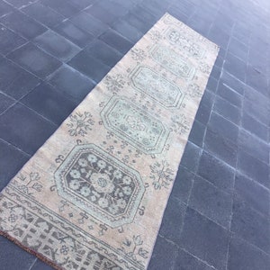 Corridor rug, Turkish runner rug, Vintage rug, 2.6 x 11.2 ft, Handmade rug, Boho rug, Oushak rug, Home decor, Aztec rug, Hallway rug, MB2930