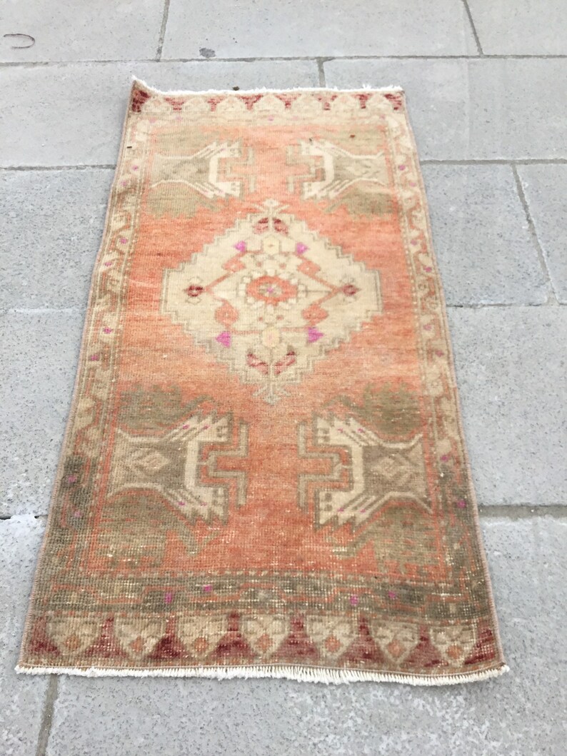 MB 2299 small oushak rug door mat rug area rug turkish vintage rug decorative wool rug bathroom floor rug 1.5 x 3.1 ft