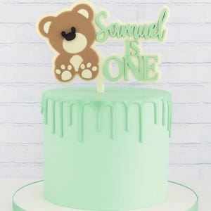 Personalized Teddy Bear Cake Topper: Acrylic First Birthday, Baby Shower