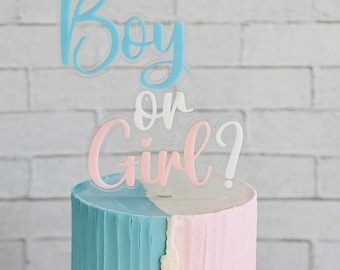 Boy or Girl cake topper, Gender reveal party decoration, Baby shower topper
