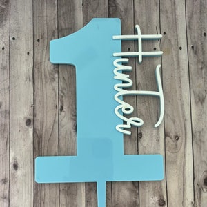 One cake topper boy, 1st Cake topper boy, First birthday cake, 1st birthday topper, Custom Name is one topper, Blue cake topper, Name is One