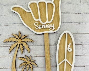 Shaka cake topper, Surf theme party, Surfer cake topper, Teenage cake topper, Surfing birthday topper, Shaka hand sign, Hawaiian theme